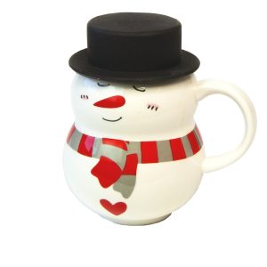 Чашка Фигурная Сеньор Снеговик красный с серым