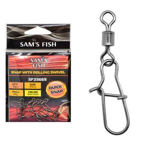 Вертлюг с карабином американка Sams Fish SF-23671 10 шт 20 шт/уп