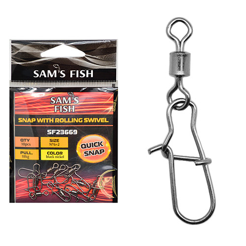 Вертлюг с карабином американка Sams Fish SF-23671 10 шт 20 шт/уп