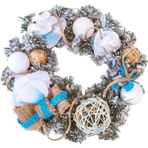 Венок искусственный рождественский с украшениями YES Белая роза 903771 15 см