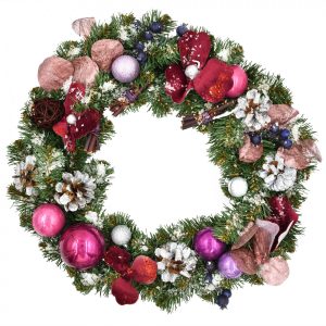 Венок искусственный рождественский с украшениями YES Камелия 904444 35 см