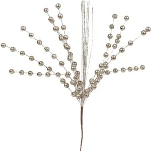 Ветка декоративная YES Бусины золотые глитер 973984 44 см золотистая