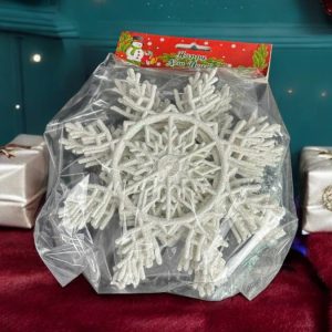 Набор игрушек на елку Снежинка 14659 17 см 10 шт серебристый