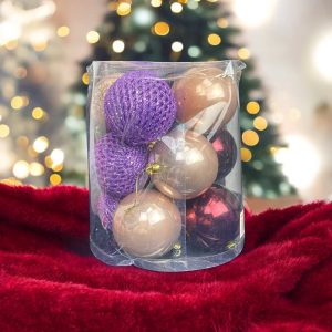 Набор игрушек на елку 14687 10 см 12 шт фиолетовый