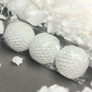 Набор игрушек на елку Сетка 14655 12 см 3 шт белый