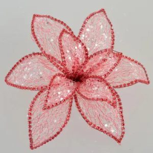 Цветок декоративный пуансетии Novogod'ko Северное сияние 750298 24х24 см красная