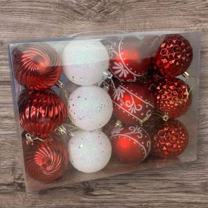Набор игрушек на елку 19345 7 см 24 шт красный