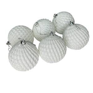 Набор игрушек на елку 19812 8 см 6 шт белый