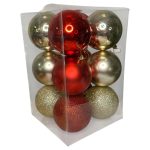 Набор игрушек на елку 19887 10 см 12 шт шампань с красным